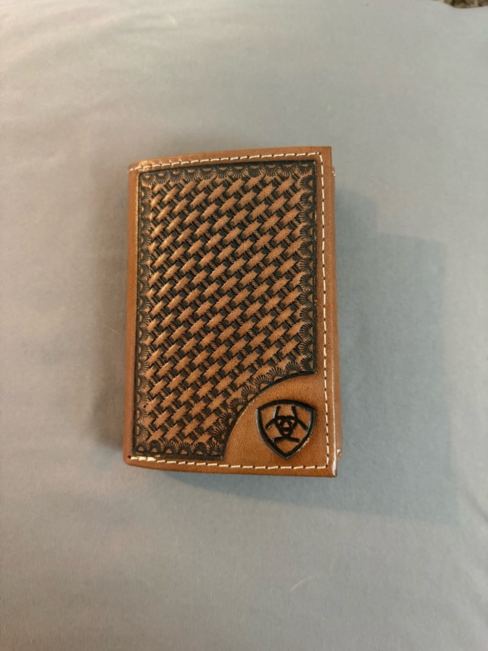 Ariat Tan and Dark Brown Tooled Leather Wallet